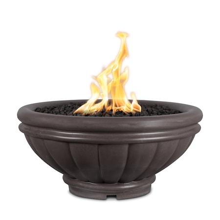 The Outdoor Plus 36 Round Roma Fire Bowl - GFRC Concrete - Chestnut - Match Lit - Liquid Propane OPT-ROMFO36-CST-LP